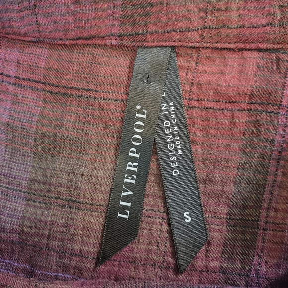 LIVERPOOL Bubble Sleeve Red/Purple Plaid Blouse‎ Size S - Picture 9 of 9